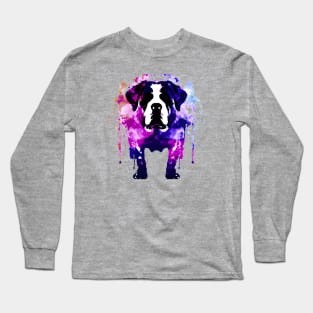 Saint Bernard Watercolor Stencil Long Sleeve T-Shirt